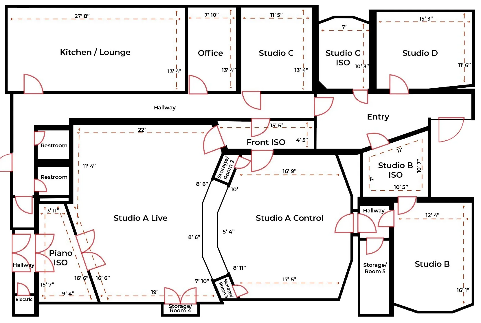 Clear Lake Recording Studios floor plan